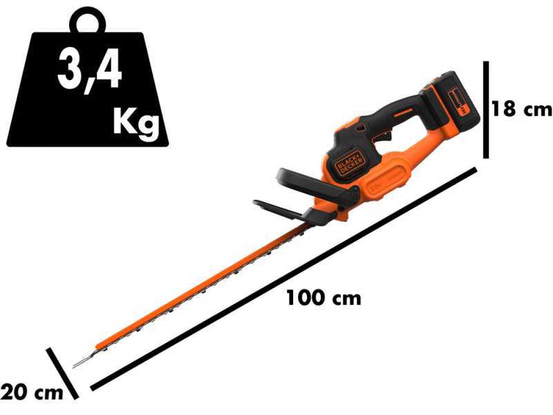 Cortasetos de bater&iacute;a Black+Decker BCHTS3625L1 - 36V 2,5 Ah - Espada de 55 cm