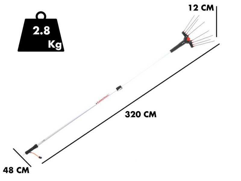 Castellari Vertigo L 30V - Vareador de aceitunas el&eacute;ctrico de bater&iacute;a 240 - 320 cm