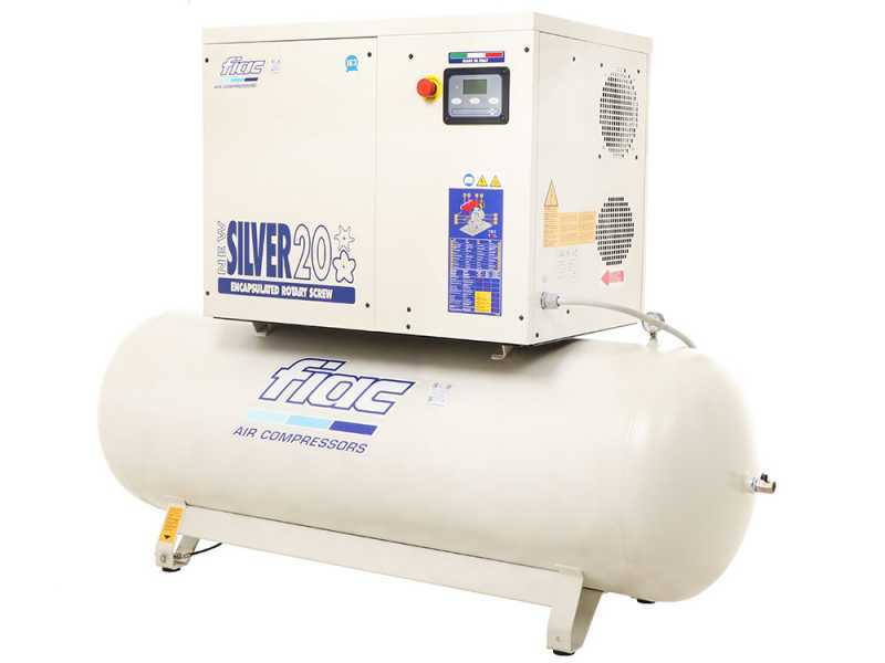FIAC New Silver D 20/300 - Compresor rotativo trif&aacute;sico de tornillo silencioso - Secador integrado - Motor 20 HP 