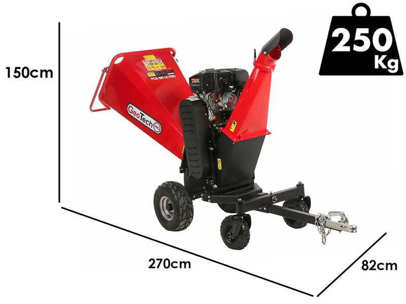 GeoTech-Pro PCS 160LE PRO - Biotrituradora de gasolina profesional - Motor Loncin G420FD