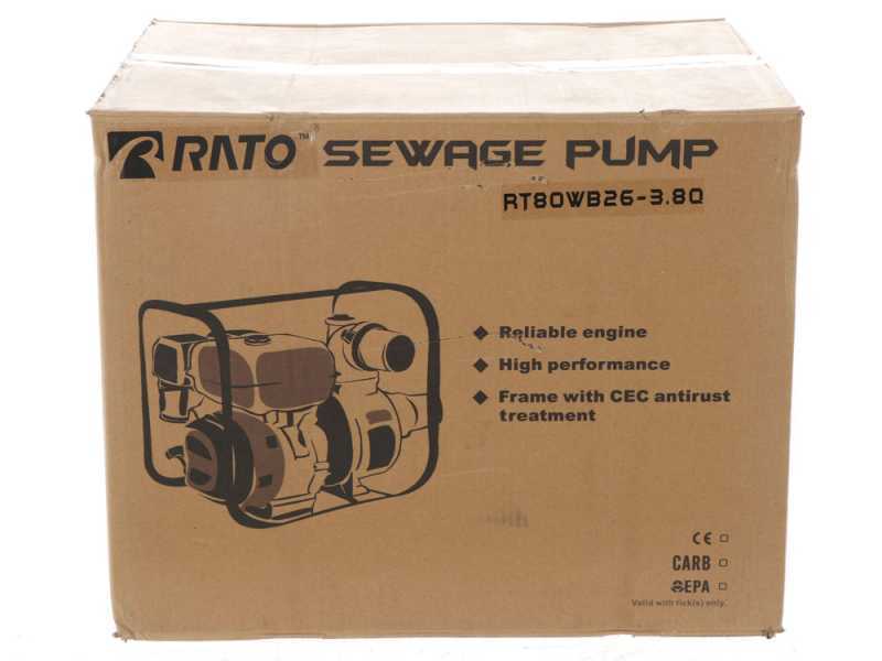 Motobomba de gasolina para aguas sucias RATO RT80W26 3.8 motor R210