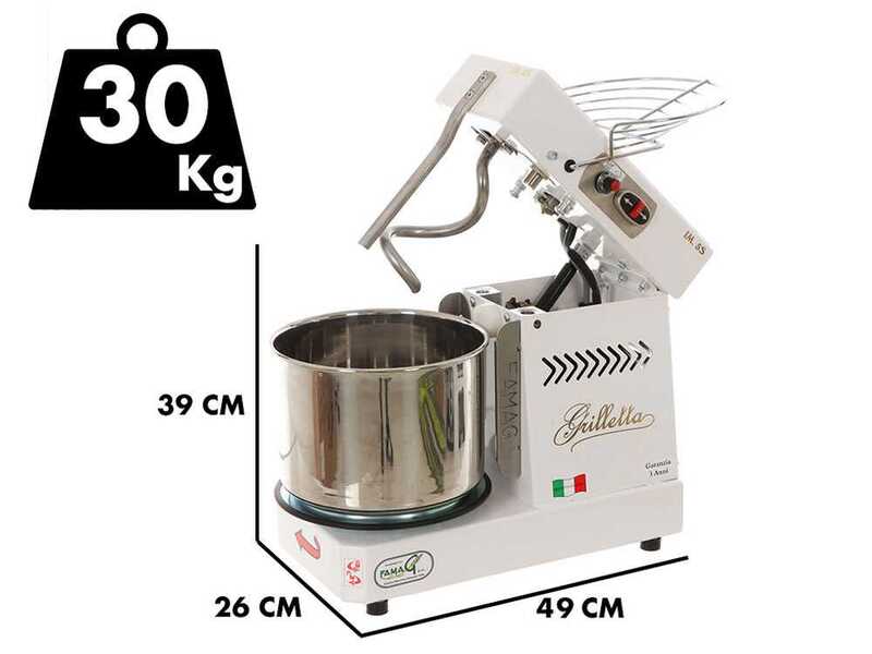 Famag Grilletta IM 5S/230 10 Velocidades - Amasadora de espiral 5 Kg de alta hidrataci&oacute;n con cabezal abatible