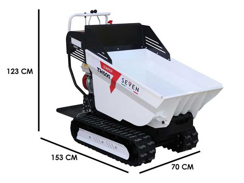 Carretilla de orugas con motor Seven Italy TH500 GX 200 - Caja dumper hidr&aacute;ulica 500 kg