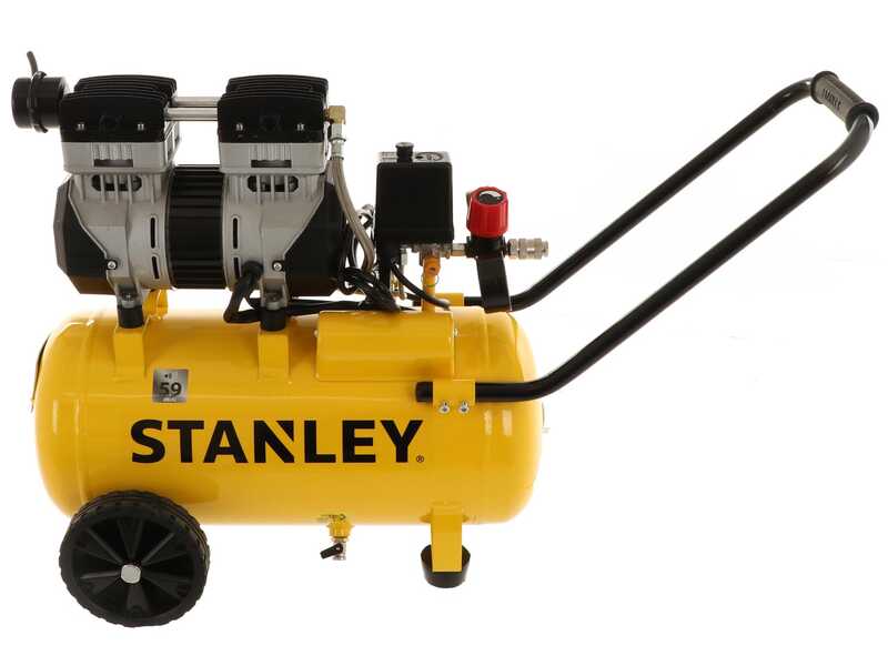 Stanley DST 150/8/24 SXCMS1324H - Compresor de aire el&eacute;ctrico monof&aacute;sico silencioso, sin aceite - Motor 1.3 HP - 24 L
