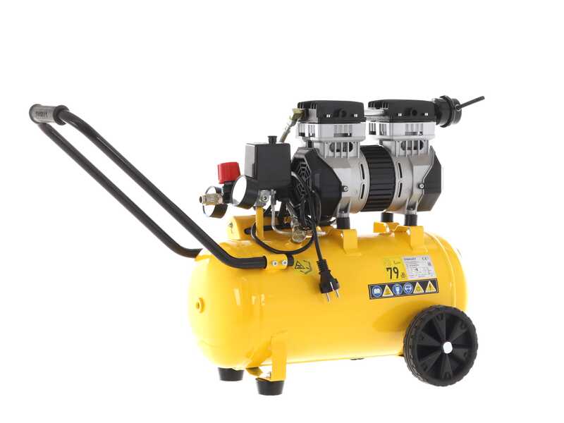 Stanley DST 150/8/24 SXCMS1324H - Compresor de aire el&eacute;ctrico monof&aacute;sico silencioso, sin aceite - Motor 1.3 HP - 24 L