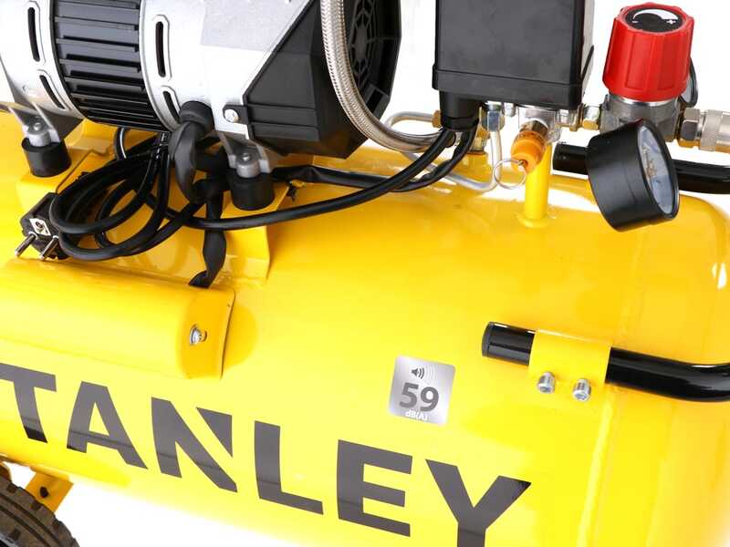 Stanley DST 150/8/50 SXCMS1350HE - Compresor de aire el&eacute;ctrico monof&aacute;sico silencioso, sin aceite - Motor 1.3 HP - 50 L