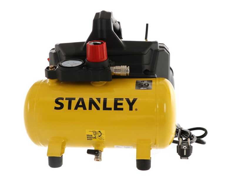 Stanley DST 100/8/6 - Compresor de aire el&eacute;ctrico port&aacute;til monof&aacute;sico, sin aceite - Motor 1 HP - 6 L