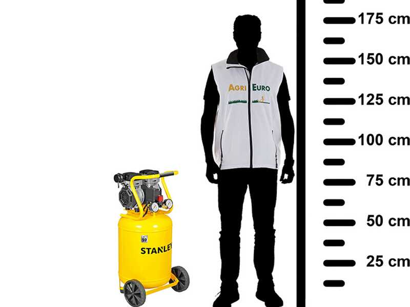 Stanley DST 150/8/50 - Compresor de aire el&eacute;ctrico vertical monof&aacute;sico, sin aceite - Motor 1.3 HP - 50 L