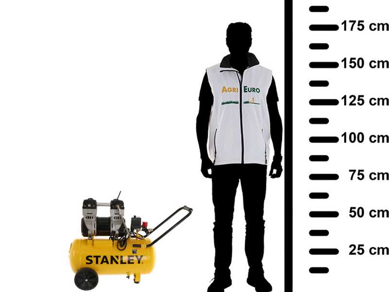 Stanley DST 240/8/50 - Compresor de aire el&eacute;ctrico monof&aacute;sico silencioso, sin aceite - Motor 2 HP - 50 L