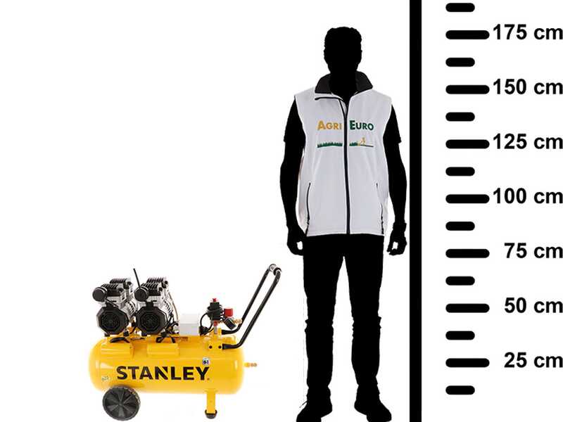 Stanley DST 300/8/50-2 - Compresor de aire el&eacute;ctrico monof&aacute;sico silencioso, sin aceite - Motor 2.6 HP - 50 L