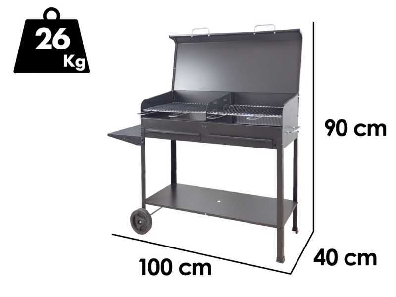 Seven Italy Vanessa 2G - Barbacoa de carb&oacute;n de hierro artesanal - 2x 47.5x37cm