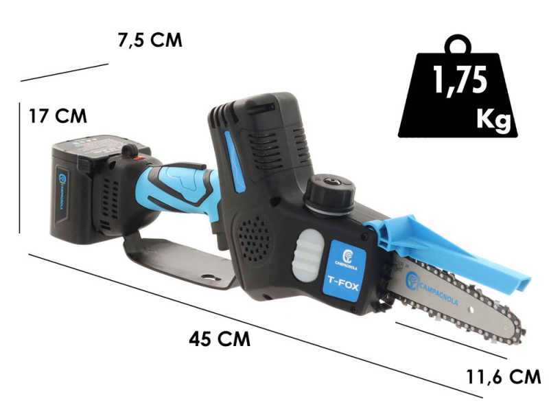 Podadora manual el&eacute;ctrica de bater&iacute;a Campagnola T-Fox - 2 bater&iacute;as de 21,6 V - 4 Ah