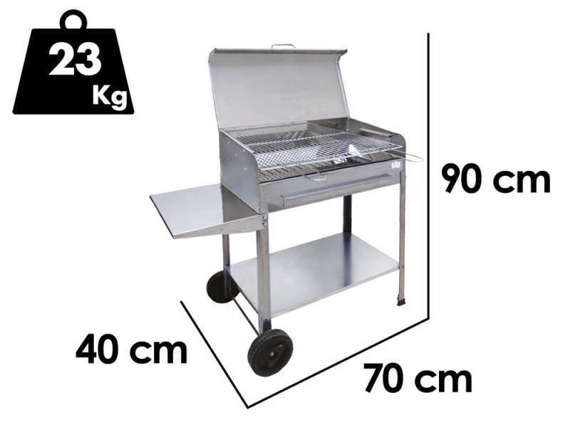 Seven Italy Achille Large - Barbacoa de carb&oacute;n de acero inox artesanal - 67,5x37cm
