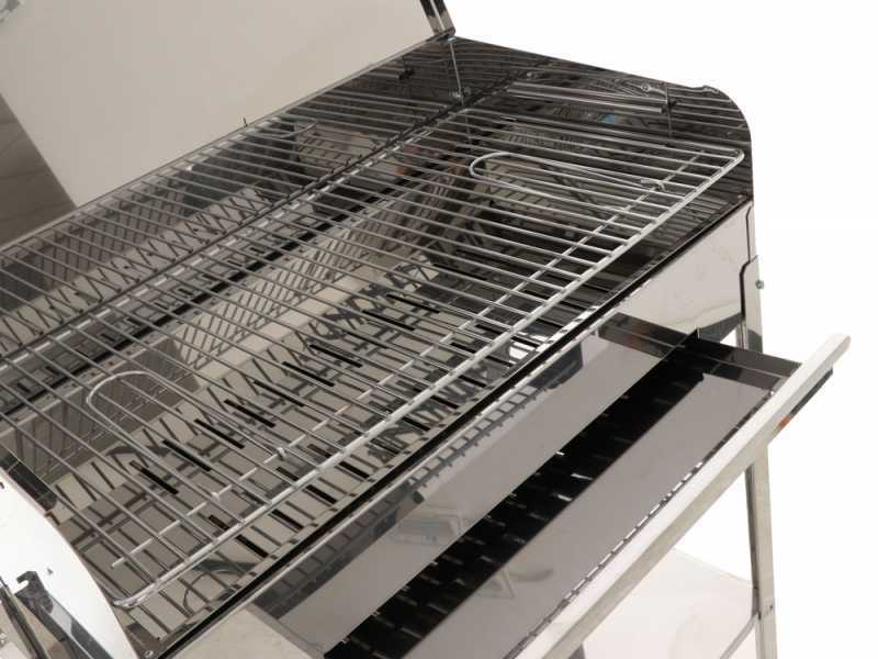 Seven Italy Achille Large - Barbacoa de carb&oacute;n de acero inox artesanal - 67,5x37cm
