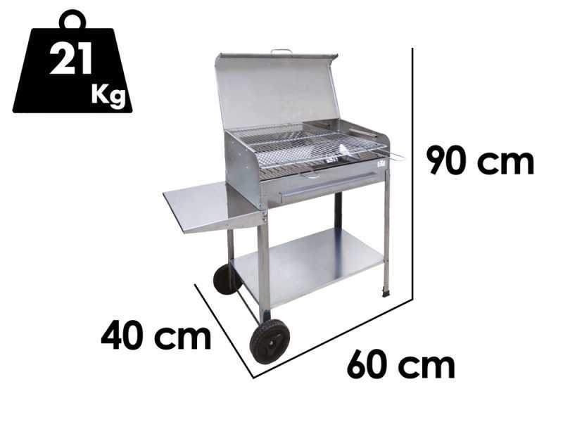 Mille Achille Medium - Barbacoa de carb&oacute;n de acero inox artesanal - 57,5x37cm