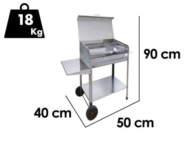 Seven Italy Achille Small - Barbacoa de carb&oacute;n de acero inox artesanal - 47,5x37cm