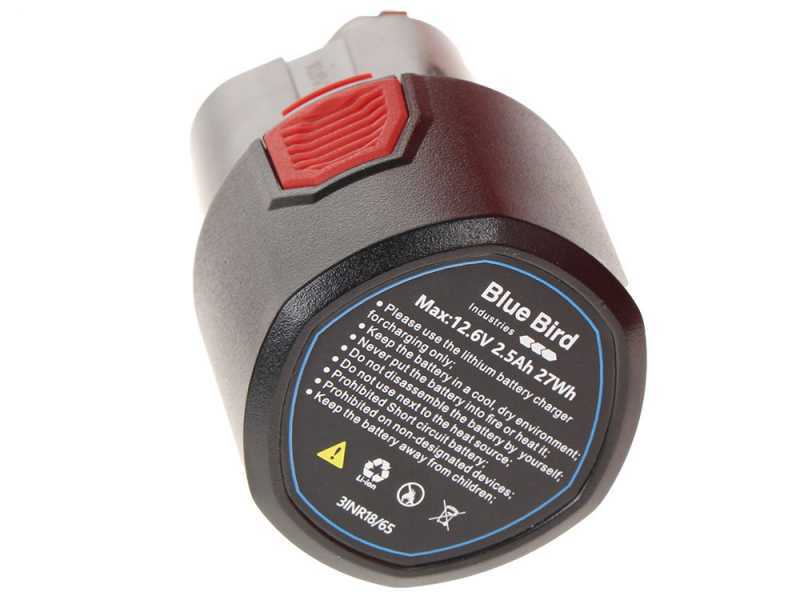 Podadora manual el&eacute;ctrica de bater&iacute;a Blue Bird CS 22-04 - 2 Bater&iacute;as de 12.6 V 2.5 Ah - Capacidad de corte 100 mm