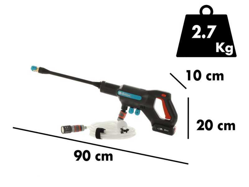 Pistola hidrolimpiadora Gardena AcquaClean 24/18V 2.5Ah con dep&oacute;sito y lanza espuma