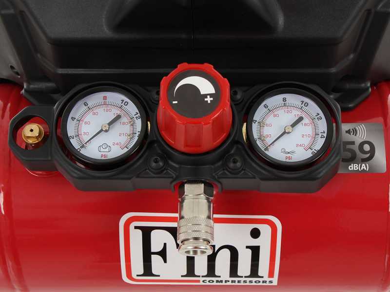 Fini Siltek S/6 - Compresor de aire el&eacute;ctrico port&aacute;til monof&aacute;sico silencioso, sin aceite - Motor 1 HP - 6 L