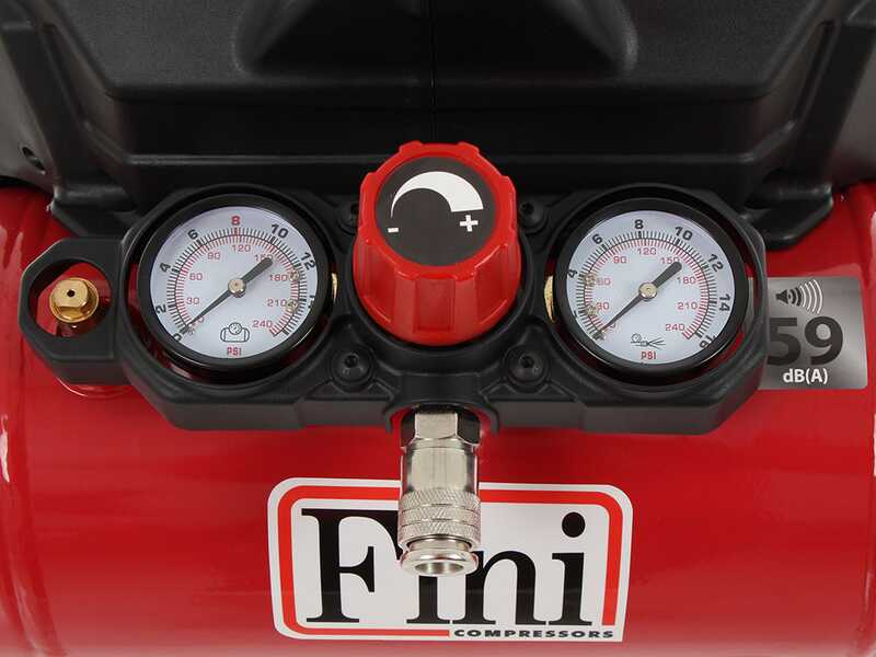 Fini Siltek S/6 - Compresor de aire el&eacute;ctrico port&aacute;til monof&aacute;sico silencioso, sin aceite - Motor 1 HP - 6 L