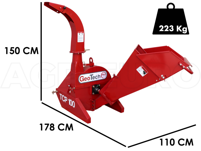 GeoTech Pro TCP 100 - Biotrituradora para tractor - Di&aacute;metro de corte 100 mm