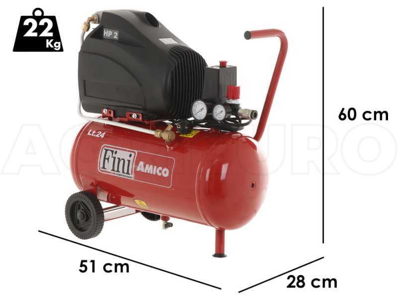 Fini Amico 25/SF2500 - Compresor de aire el&eacute;ctrico monof&aacute;sico - Motor 2 HP - 24 L