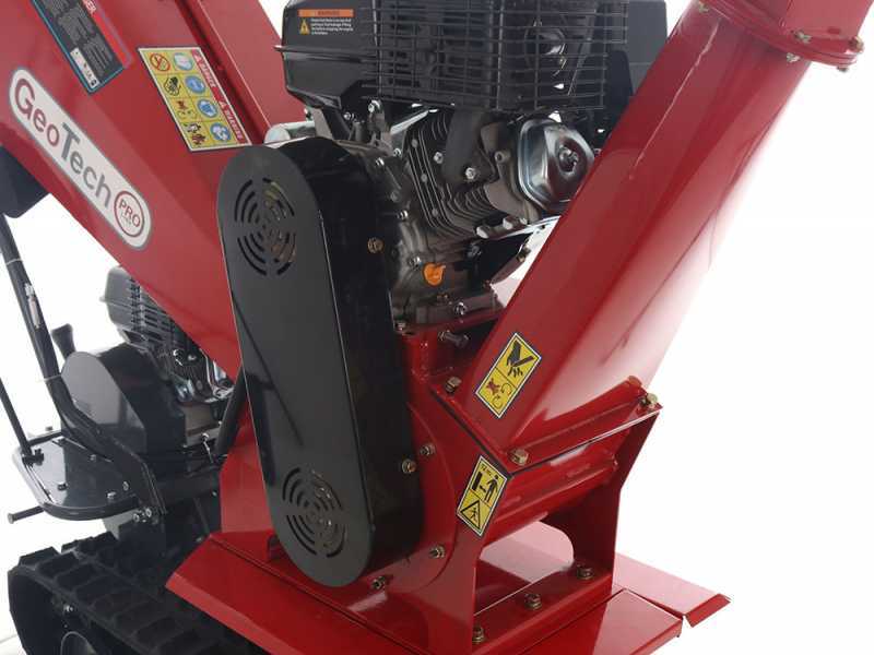 GeoTech Pro BMS 155 LE - Biotrituradora sobre motocarretilla GeoPorter 330D autopropulsada de orugas 4 rodillos - Motor Loncin de 15 HP - caj&oacute;n dumper