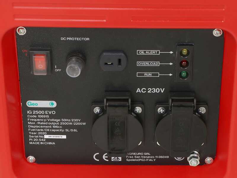 Geotech iG 2500 EVO - Generador de corriente inverter a gasolina 2.5 kW - Continua 2.2 kW Monofásica
