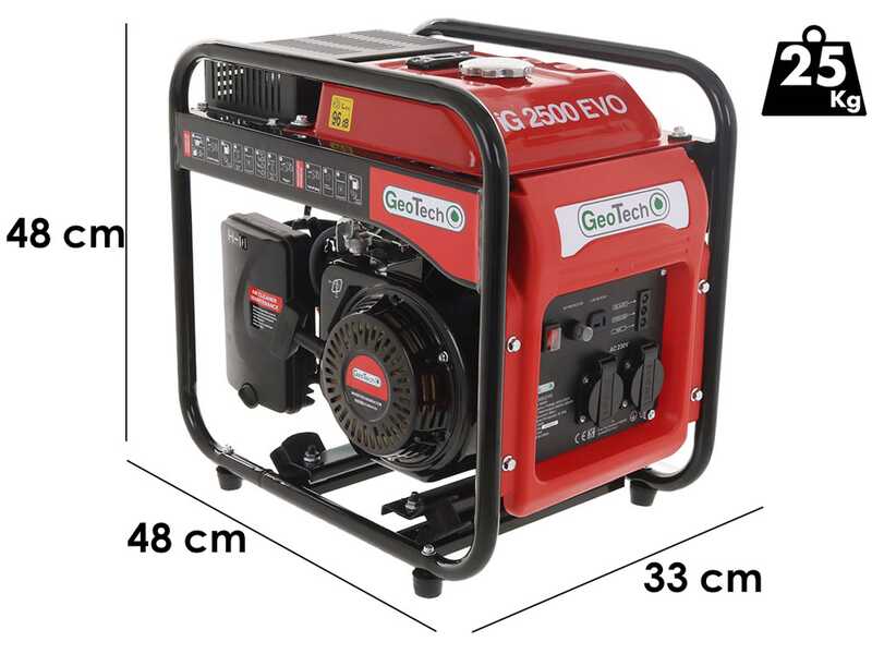 Geotech iG 2500 EVO - Generador de corriente inverter a gasolina 2.5 kW - Continua 2.2 kW Monof&aacute;sica