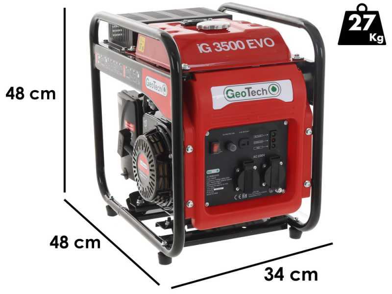 Geotech iG 3500 EVO - Generador de corriente inverter a gasolina 3.5 kW - Continua 3.2 kW Monof&aacute;sica