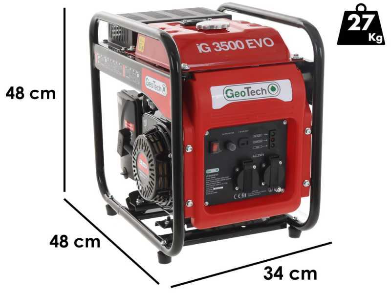 Geotech iG 3500 EVO - Generador de corriente inverter a gasolina 3.5 kW - Continua 3.2 kW Monof&aacute;sica