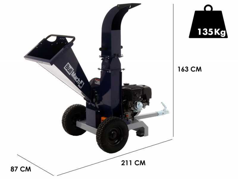 BullMach ZEUS 120 LE - Biotrituradora de gasolina profesional - motor de gasolina 15 HP con arranque el&eacute;ctrico
