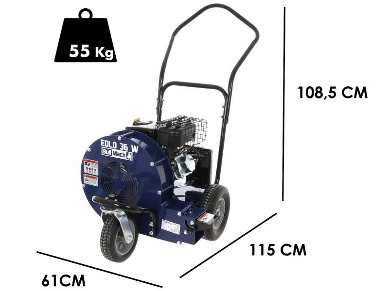 BullMach EOLO 36 W - Soplador de gasolina con ruedas - Rato 7 HP