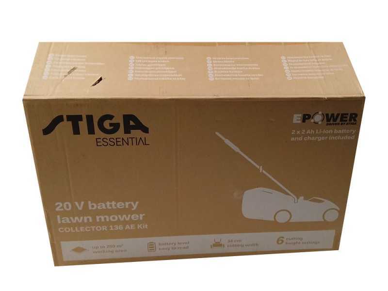 Stiga Collector 136 AE Kit - Cortac&eacute;sped de bater&iacute;a - 2x20V/2.0Ah - Corte 34 cm