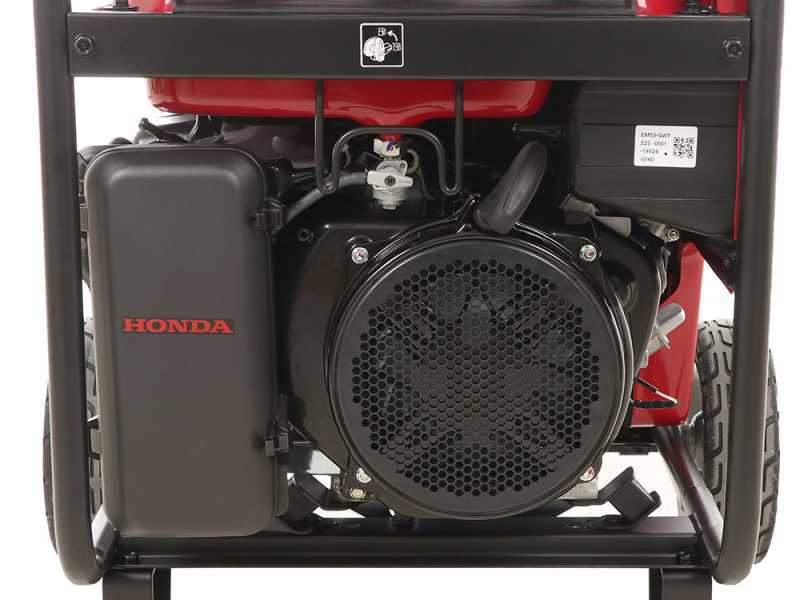 Honda EM 5500CXS - Generador de corriente a gasolina con ruedas y AVR 5.5 kW - Continua 5 kw Monof&aacute;sica