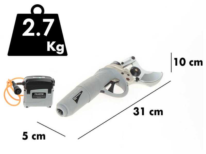 Tijeras el&eacute;ctricas de poda BlackStone 450-BP - 1 bater&iacute;a 5.2 Ah 36 V