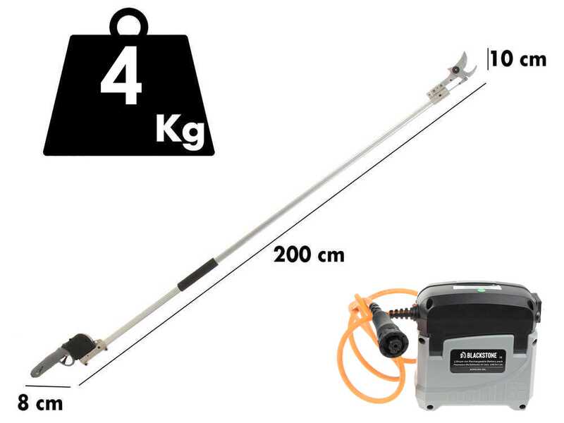 Tijeras el&eacute;ctricas de poda BlackStone 450-BP - con p&eacute;rtiga BlackStone 30-H de 2 metros - bater&iacute;a y cargador incluidos