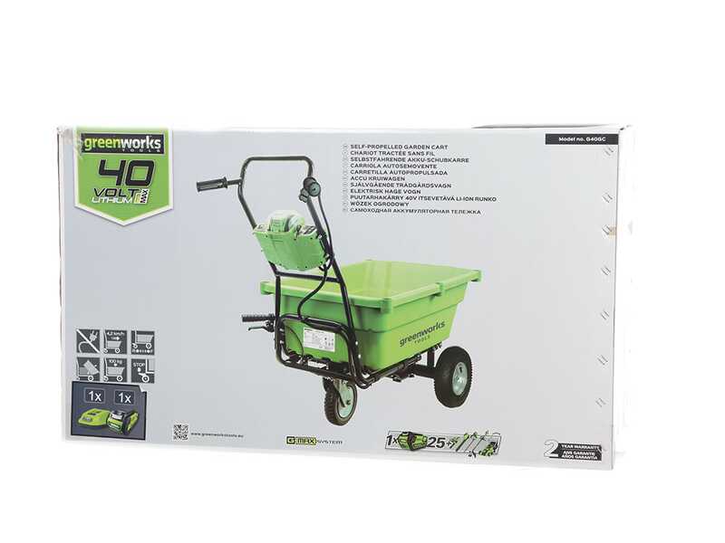 Carretilla el&eacute;ctrica con ruedas Greenworks G40GC Garden Cart 40V - SIN BATER&Iacute;A NI CARGADOR