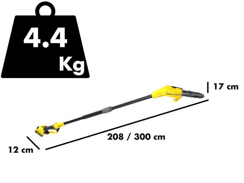 Podadora telesc&oacute;pica el&eacute;ctrica con p&eacute;rtiga regulable STANLEY FATMAX V20 - Bater&iacute;a 18V 4AH