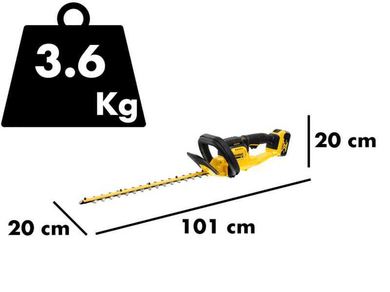 Cortasetos el&eacute;ctrico a bater&iacute;a DEWALT DCMHT563P1-QW - cuchilla 55 cm - Bater&iacute;a 18V 5Ah