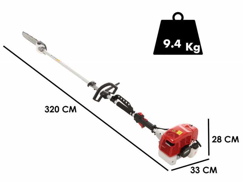 MOTOSIERRA PODADORA DE ALTURA CON MOTOR 2 TIEMPOS 33 CC Y 2 EXTENSIONES