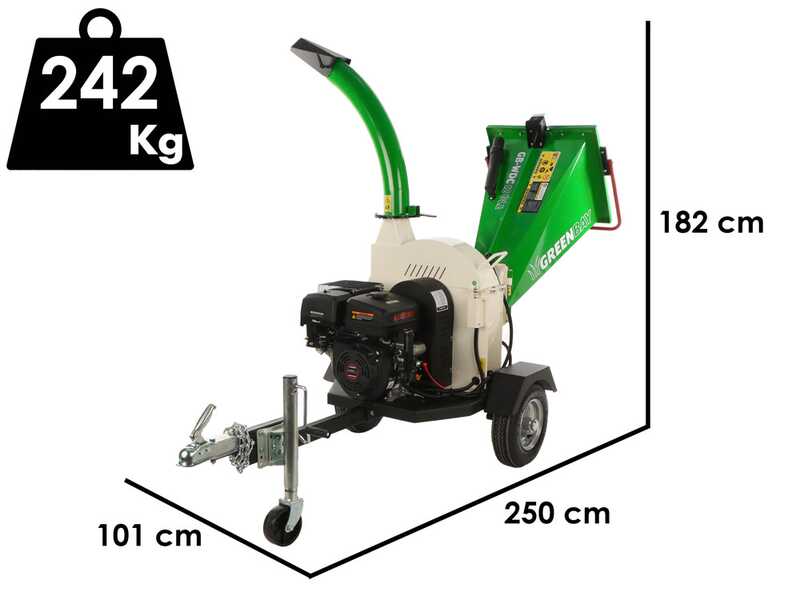Biotrituradora de gasolina profesional GreenBay GB-WDC 120 LE motor Loncin G420FD de 15 HP