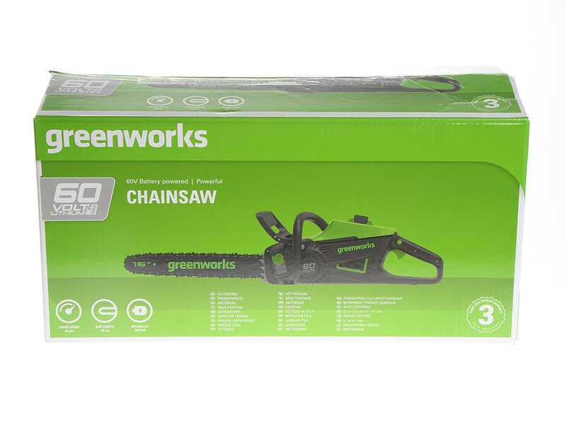 GreenWorks GD60CS40 - Electrosierra de bater&iacute;a - Espada de 41 cm - BATER&Iacute;A Y CARGADOR NO EST&Aacute;N INCLUIDOS