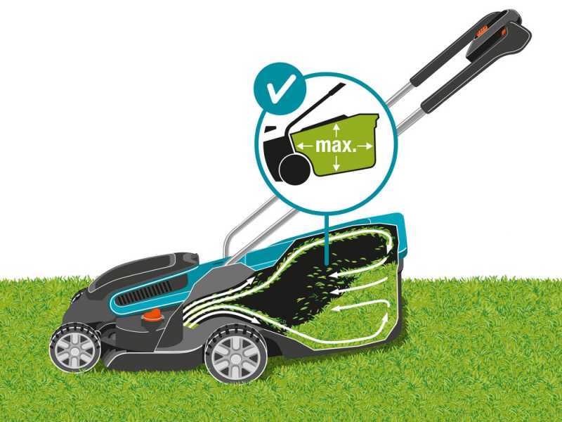 Cortac&eacute;sped el&eacute;ctrico de bater&iacute;a Gardena PowerMax 32/36V P4A - 2 Bater&iacute;as 18V/2.5Ah - Anchura de corte 32 cm