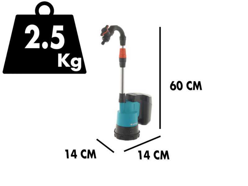 Bomba para dep&oacute;sitos Gardena 2000/2 - Bater&iacute;a 18 V/2.5 Ah y cargador incluidos