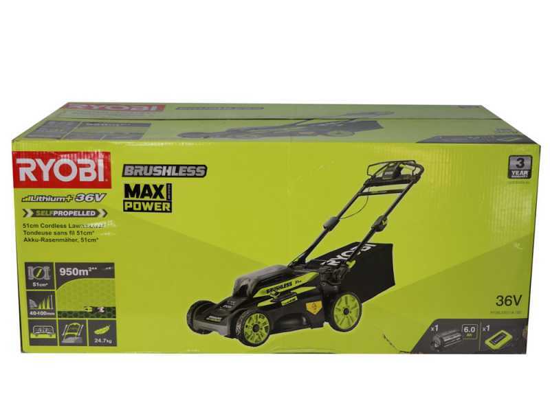 Cortac&eacute;sped de bater&iacute;a RYOBI RY36LMX51A-160 - MAX POWER 36V - 6Ah - saco de 70 l - corte de 51 cm