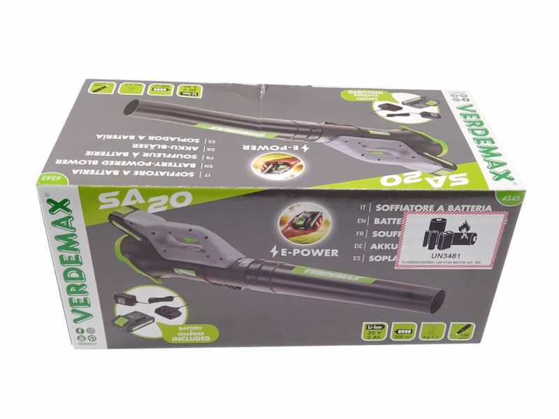 Soplador de hojas Verdemax SA20 - Bater&iacute;a 20V 2AH