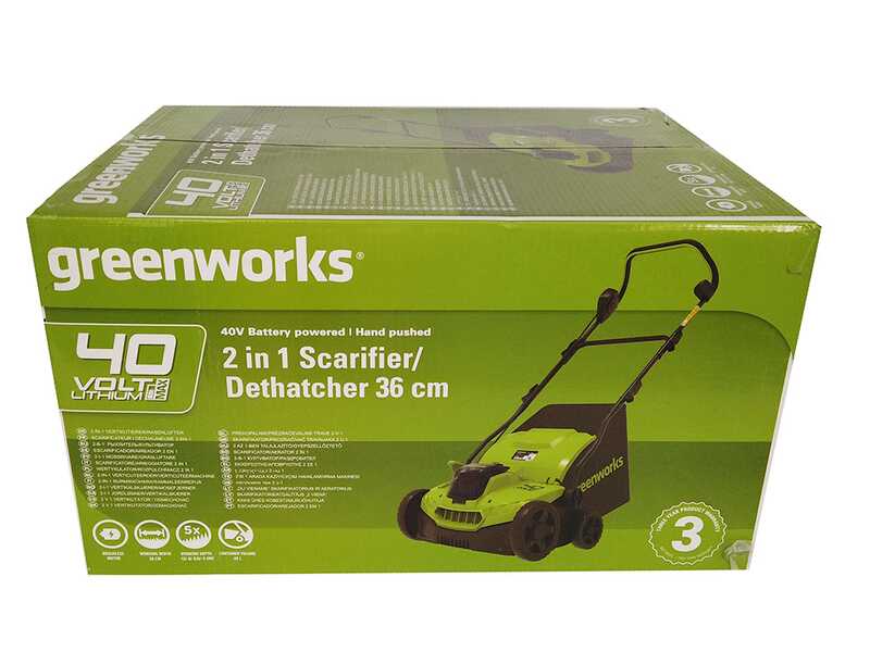 Greenworks GD40SC38II - Escarificador de bater&iacute;a - BATER&Iacute;A Y CARGADOR NO EST&Aacute;N INCLUIDOS