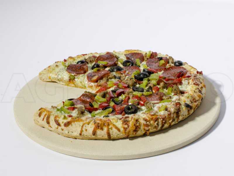 Kit con piedra redonda y pala para pizza de madera