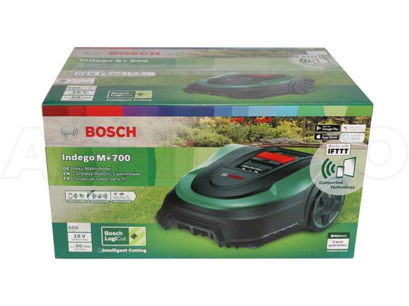 Robot cortac&eacute;sped Bosch Indego M+ 700 - robot con bater&iacute;a de litio 18 V